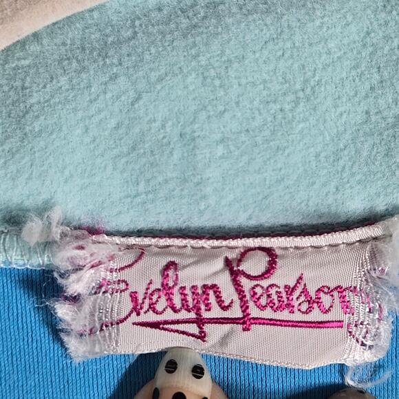 VTG 60 70s Blue Floral Embroidery Zip Robe Lounge Dress Housecoat Evelyn Pearson - Picture 7 of 13